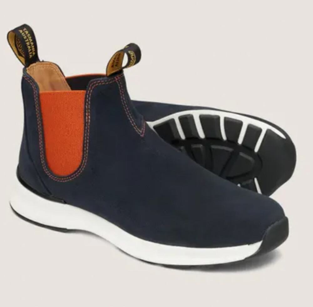 Blundstone Men's Navy Suede Orange Chelsea Boots